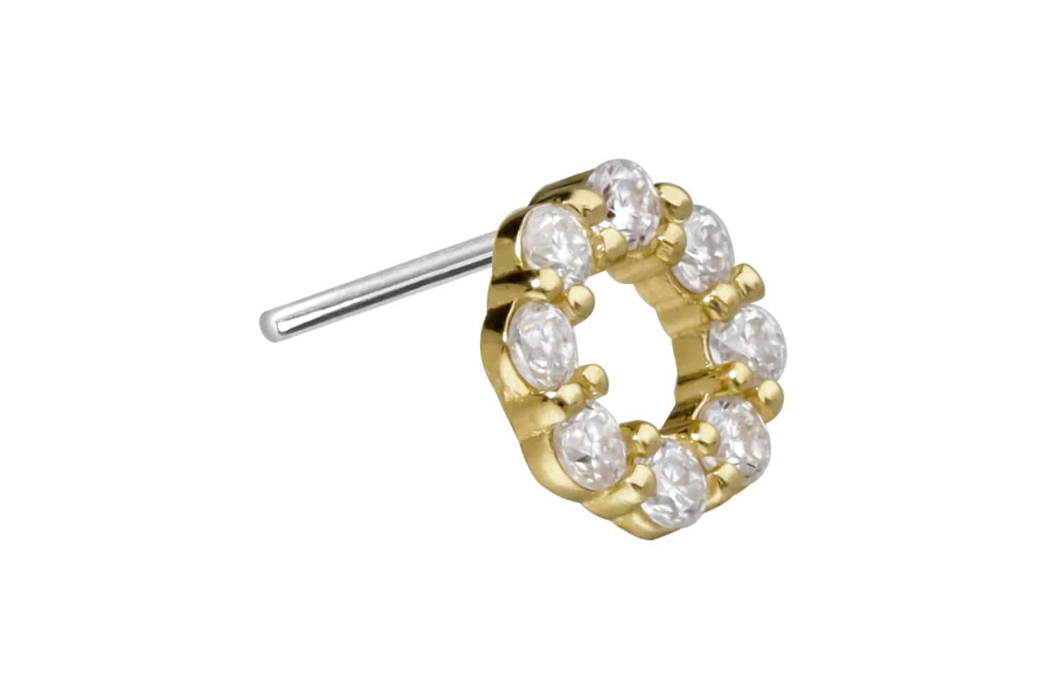 14 Karat Gold Aufsatz mit Titan Push Pin MOISSANIT-KREIS von Piercingline